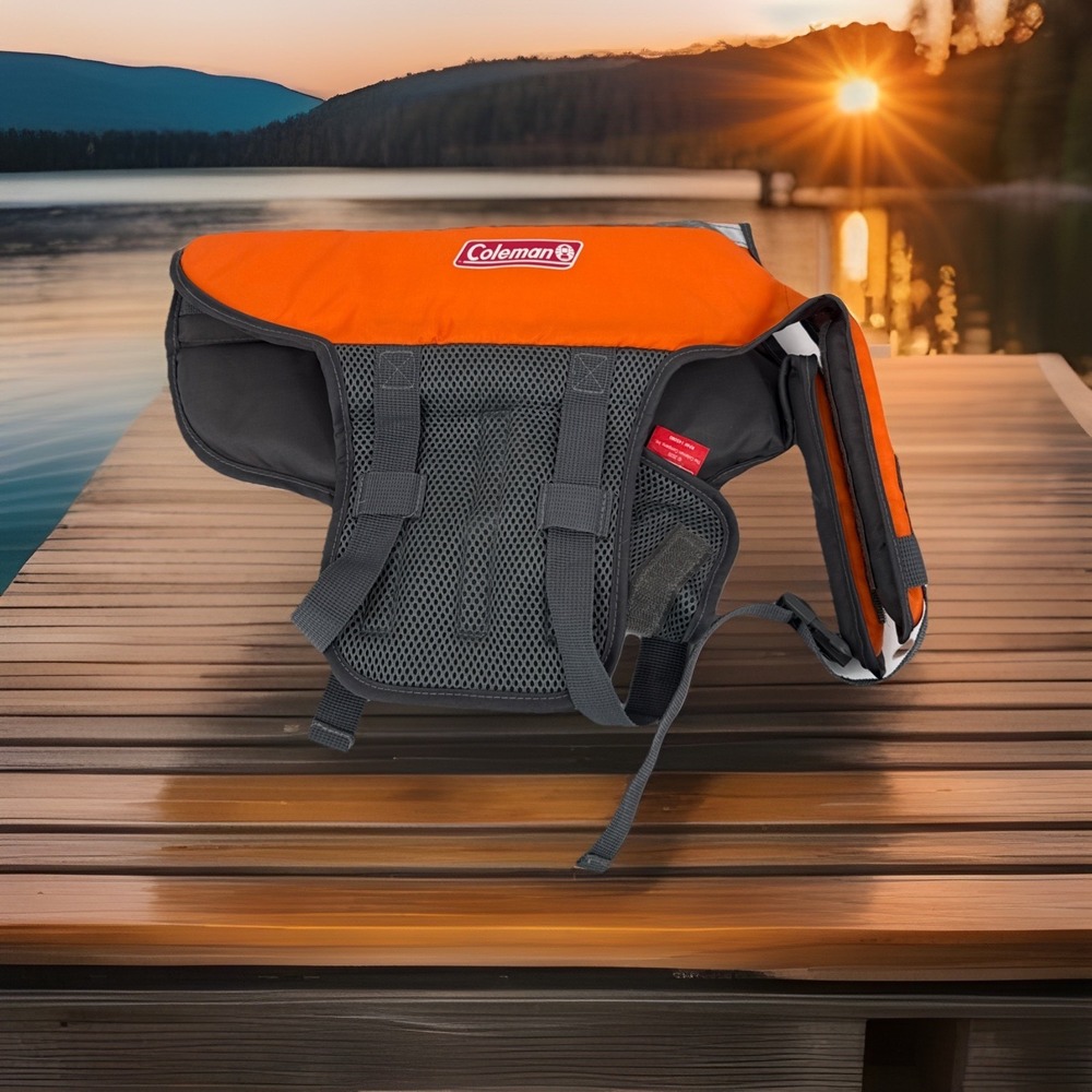 Dogs Coleman Lifevest Life-preserver Orange & Grey‎ Sz Small